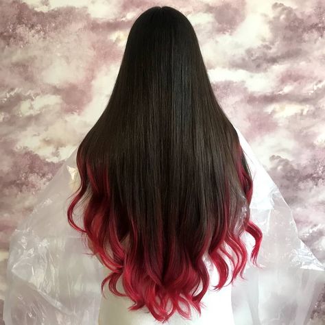 Red and Black Hair: Ombre, Balayage & Highlights Shay Hair, Red Hair Tips, Black Hair With Blonde Highlights, Female Demon, Black Red Hair, Two Toned Hair, Fit Checks, Red Ombre Hair, Dip Dye Hair