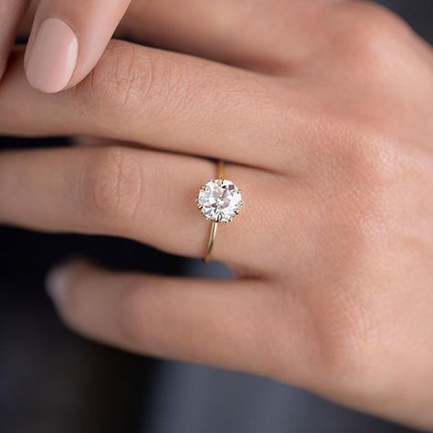 Wedding Ring Solitaire, Round Solitaire Rings, Dainty Engagement, Melanie Casey, Round Moissanite Engagement Ring, Dainty Engagement Rings, Round Diamond Ring, Moissanite Diamond Rings, White Gold Wedding Rings