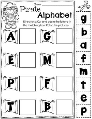 Pirate Activities for Preschool - Planning Playtime Pirates Art Preschool, Pirate Themed Worksheets, Pirate Worksheets Preschool, Pirate Theme Preschool, Pirate Letters, Pirate Worksheets, Pirate Crafts Preschool, Pirate Activities Preschool, Preschool Pirates