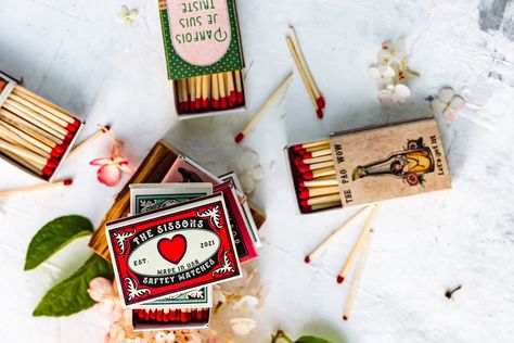 Custom Matchbooks, Unusual Wedding Favours, Personalized Match Boxes, Party Favors For Adults, Unusual Weddings, Personalized Matches, Custom Matches, Safety Matches, Personalized Napkins