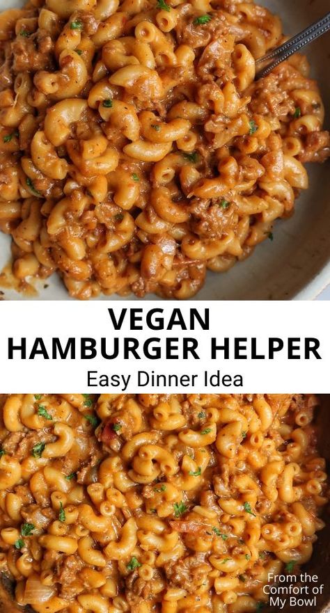 Vegan Hamburger Helper, Vegan Hamburger, Wraps Vegan, Vegan Pasta Dish, Pasta Vegetariana, Vegan Pasta Recipes, Easy Vegan Dinner, Hamburger Helper, Vegan Main Dishes