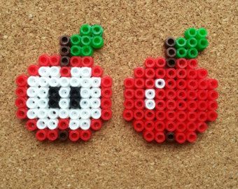 Apple Perler Beads, Apple Perler Bead Patterns, Apple Beads, Mini Hama Beads, Melt Beads Patterns, Hamma Beads Ideas, 3d Perler Bead, Easy Perler Bead Patterns, Pearl Beads Pattern