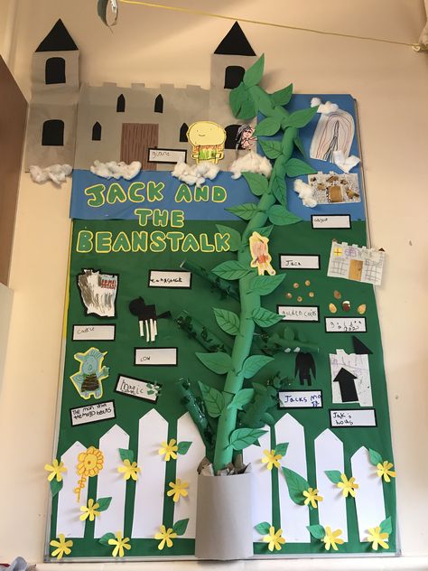 Jack And The Beanstalk Bulletin Board, Fairytale Bulletin Board Ideas, Beanstalk Craft, Fairytale Classroom, March Reading Month, Fairy Tales Kindergarten, Diorama Kids, March Reading, 2nd Grade Activities