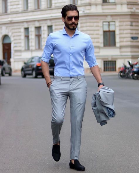 Sky Blue Shirt Outfit Men Formal, Blue Semi Formal Outfit, Formal Pent Design For Man, Sky Blue Shirt Outfit Men, Mens Formal Wear Office, Mens Outfits Business Casual, Pent Shirt Men, Formal Dressing Style For Man, Smart Casual Outfits Men