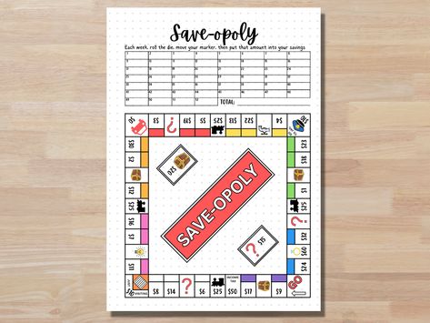 Saveopoly Savings Challenge A5 Journal Page Printable Savings Game Savings Tracker Savings Goal Budgeting Game - Etsy UK Journal Page Printable, Savings Goal, Journal Pages Printable, Savings Challenge Printable, A5 Printables, Challenge Games, A5 Journal, Classic Board Games, Printable Journal