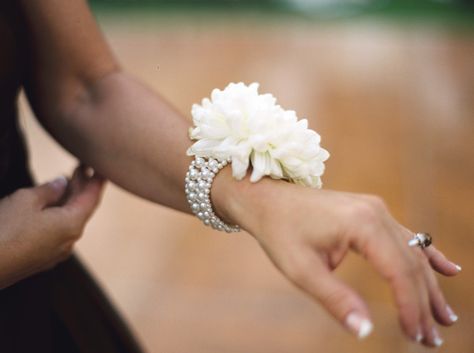 Pretty and tasteful for my grandma, mom and/or MOG ... Modern Corsage, Wrist Corsage, Wedding Wishes, Lorde, Here Comes The Bride, Two People, Wedding Bells, Future Wedding, Pearl Bracelet