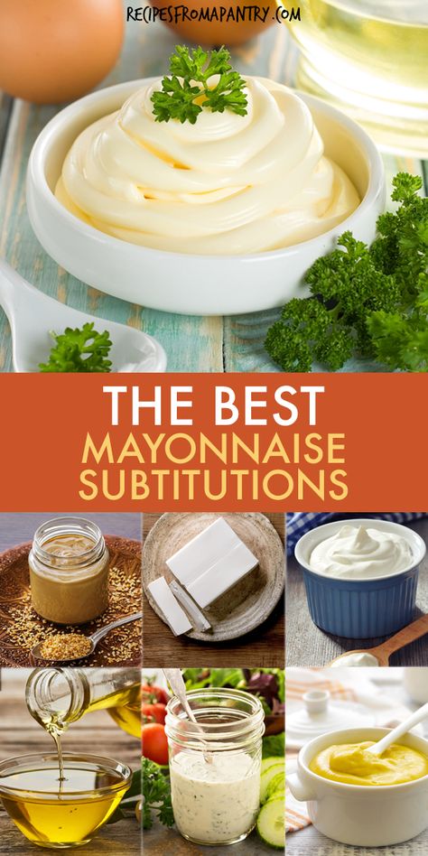 Ever wished you knew what to use as a mayonnaise substitute? Whether you find yourself with an empty jar, or need to replace mayo due to dietary concerns, there are delicious substitutes for mayonnaise that taste great and add the perfect flavor to all sorts of recipes. No matter what the reason, when you need to reach for a mayo replacement, these 15 mayonnaise substitute ideas can help. Click through to get this awesome substitute for mayonnaise list!! #mayonnaisesubstitute #mayosubstitute Mayonnaise Substitute Healthy, Low Fat Mayonnaise Recipe, Mayo Replacement, Mayonnaise Substitute, Substitute For Mayonnaise, Mayo Substitute, Worcestershire Sauce Substitute, Healthy Mayonnaise, Healthy Mayo