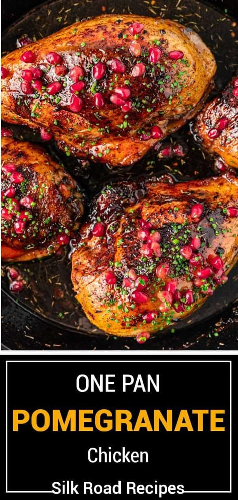 Pomegranate chicken has a great balance of sweet and tangy flavors. Even better, make this 30-minute recipe for Persian chicken in one pan! #PersianChicken #PomegranateChicken #RecipeVideos #CastIronCooking Pomegranate Molasses Chicken, Pomegranate Chicken Recipes, Fesenjan Recipe, Molasses Chicken, Chicken With Pomegranate, Persian Chicken, Pomegranate Chicken, Molasses Recipes, Pomegranate Sauce