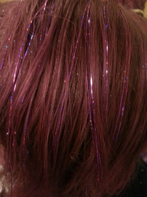 Reddish Purple, Hair Tinsel, Hair Color Streaks, Fairy Hair, Pretty Hair Color, Glitter Hair, Dye My Hair, Hair Reference, Hair Inspo Color