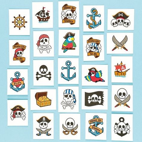 Pirate Themed Tattoos, Pirate Tattoos, Fete Ideas, Pirate Tattoo, Harry Birthday, Pieces Of Eight, Diy Summer Crafts, Pirate Birthday, Party Bag Fillers