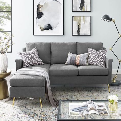 12 Best Sectionals for Small Spaces - Small Sectional Sofas Sectionals For Small Spaces, Apartment Sectional, Small Sectional, Small Sectional Sofa, Gold Sofa, Sofas For Small Spaces, Living Room Designs Small Spaces, Table Sofa, Sectional Sofas