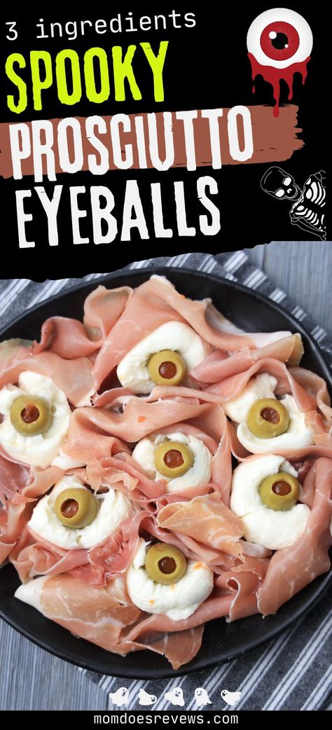 Spooky Prosciutto Eyeballs Prosciutto Eyeballs, Gothic Food, Halloween Sandwiches, Halloween Charcuterie Board, Cranberry Butter, Halloween Charcuterie, Spooky Ideas, Vegetarian Casserole, Pinwheel Cookies