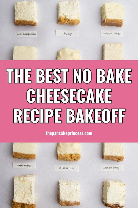 We tested 9 no bake cheesecake recipes to find the best no bake cheesecake recipe! Discover the easy and classic recipe that took the top spot. Learn how to make no bake cheesecake with a creamy filling that’s perfect for any occasion. This easy cheesecake is sure to become your go-to dessert. Cheesecake Recipe No Sour Cream, Best No Bake Cheesecake Recipe, Recipes With Sour Cream, Bake Cheesecake Recipes, No Bake Cheesecake Recipes, Pancake Princess, Best No Bake Cheesecake, No Bake Cheesecake Recipe, Sour Cream Cheesecake