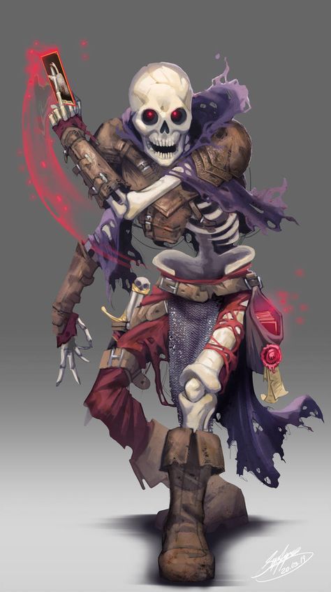 Skeleton Rpg, Undead Character Design, Skeleton Character Design, Skeleton Mage, Skeleton Character, Npc Rpg, Undead Warrior, Hanged Man, High Priestess