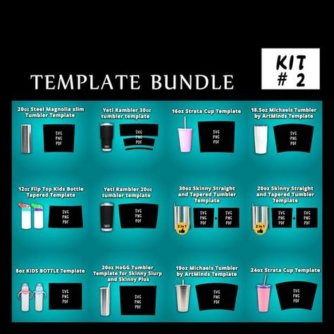 Tumbler Templates Bundle Kit #2 sublimation templates Tumbler full wrap template Tumbler Template Bundle Svg Diamond Template, Sublimation Templates, Kids Milk, Cricut Supplies, Kids Bottle, Glitter Photo, Tumbler Template, Tumbler Decal, 30 Oz Tumbler