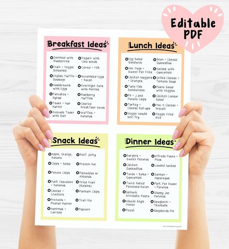 Meal Planning Printable Weekly, No Egg Pancakes, Meal Planning Printable, Dinners To Make, Cheese Toast, Meal Planning Template, Cheese Rolling, Healthy Menu, Breakfast Tacos