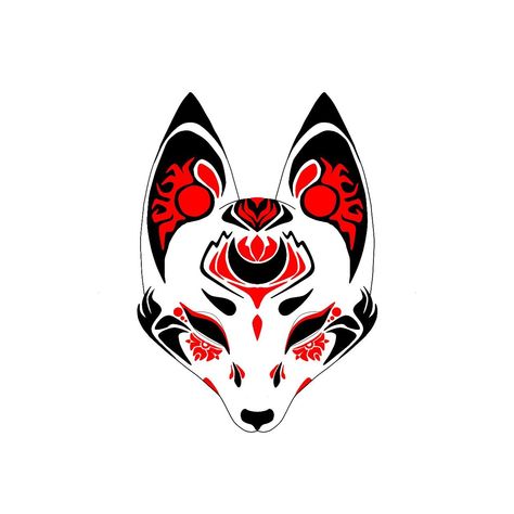 Japanese Fox Mask Tattoo, Kitsune Mask Tattoo Design, Kitsune Mask Art, Mascara Kitsune, Japanese Kitsune Mask, Japanese Fox Mask, Japanese Fox, Kitsune Mask, Fox Spirit