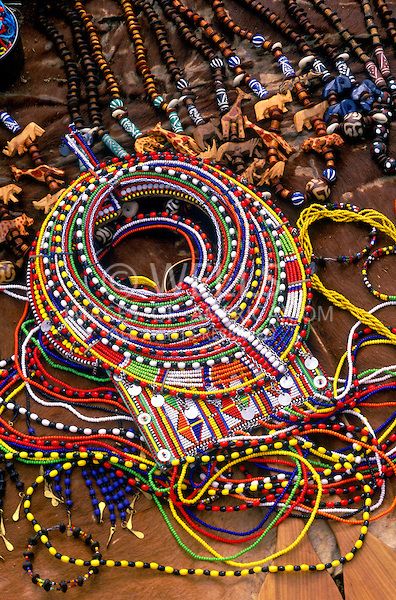 Native crafts at the Masai Mara National Reserve in Kenya Samburu Woman, Masai Beadwork, Masai Tribe, Masai Jewelry, African Necklaces, Masai Mara National Reserve, Native Crafts, African Accessories, African Necklace