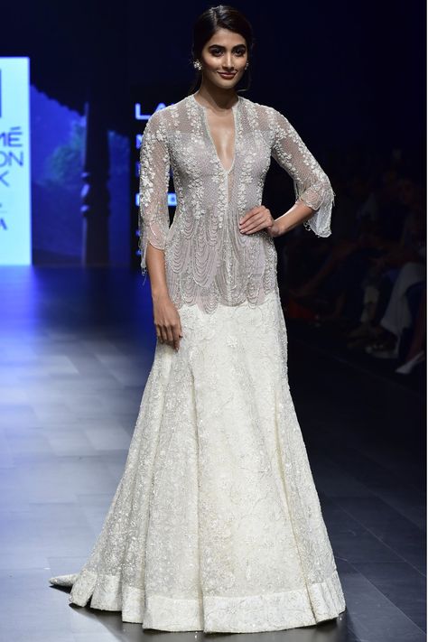 RIDHI MEHRA Ivory Cutdana Embroidered Cocktail Gown. Shop Now! #ridhimehra #ivory #cutdana #embroidered #cocktailgown #net #lfw18 #straightfromrunway #indianfashion #indiandesigners #perniaspopupshop #happy-shopping Ridhi Mehra, Printed Lehenga, Neeta Lulla, Saree Lehenga, Cocktail Gowns, Sharara Set, Wedding Lehenga, Indian Fashion Designers, Indian Traditional