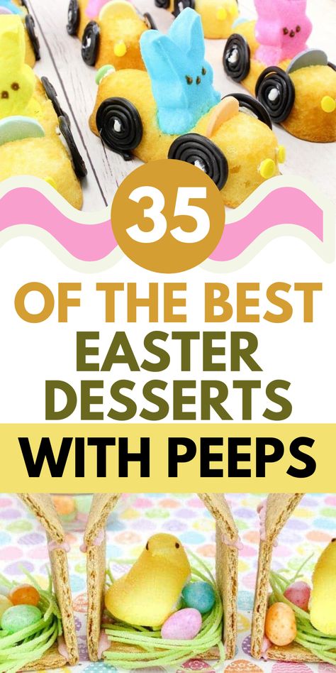 How to make desserts with Peeps. Peep candy recipes. Easter desserts DIY. Recipes With Peeps, Desserts With Peeps, Peep Desserts, Fun Easter Desserts, Diy Easter Desserts, How To Make Desserts, Peeps Dessert, Yarn Decor, Peeps Candy