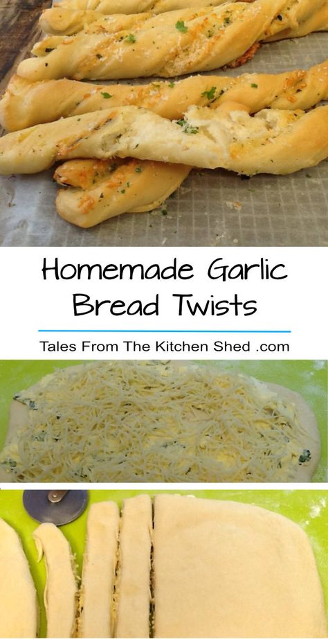 Homemade Garlic Bread Twists - these are sure to disappear quickly! Twisted with a Cheese & Herb mixture or Sundried Tomato & Bacon or Roasted Red Pepper & Feta Cheese. Why not try them all ? Garlic Bread Twists, Bread Twists, Cheese Twists, Homemade Garlic Bread, Bacon Tomato, Sundried Tomato, Easter Baking, Savoury Baking, Roasted Red Pepper