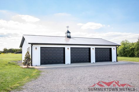 Summertown Metals – 30x50x10 3-car Garage Summertown Metals, Shop Garage Doors, Steel Garage Buildings, Garage Shop Plans, Metal Shop Building, Post Frame Construction, Garage Roof, Residential Garage, Steel Garage