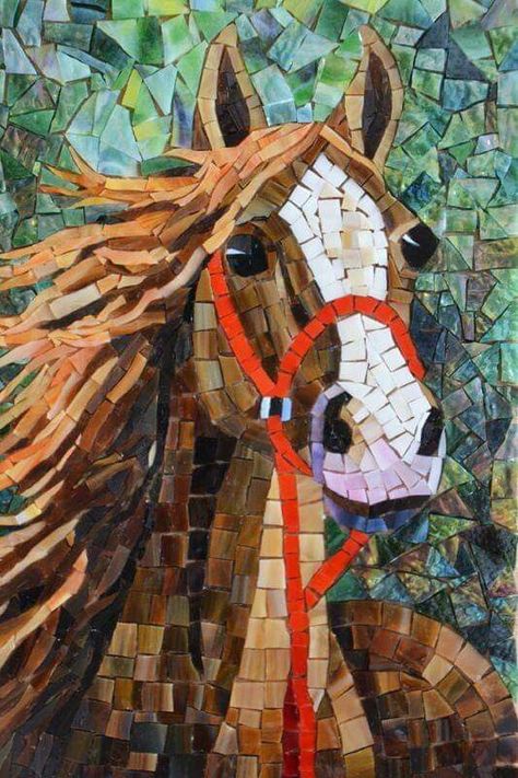 Sarah Jones, Mosaic Animals, Mosaic Art Projects, Mosaic Tile Art, Horse Crafts, Art Mosaic, Horse Portrait, Mosaic Artwork, Horse Pattern