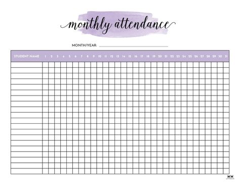 Attendance Sheets - 50 FREE Printables | Printabulls Teacher Attendance Sheet, Monthly Attendance Sheet Free Printable, Attendance Sheet Template Free Printable, Attendance Chart Ideas, Attendance Printable, Monthly Attendance Sheet, Class Attendance Sheet, Classroom Attendance Chart, Attendance Ideas