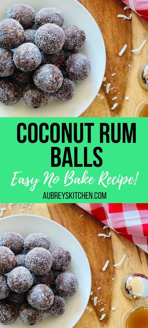 This no bake dessert is easy, quick and packed with coconut rum decadence. Rum balls make the perfect holiday treat or DIY Christmas gift! Rum Balls No Bake, Coconut Rum Balls, Coconut Cake Balls, Rum Desserts, Cookie Balls Recipe, Rum Truffles, Rum Balls, Dessert Bites, Appetizers Easy Finger Food