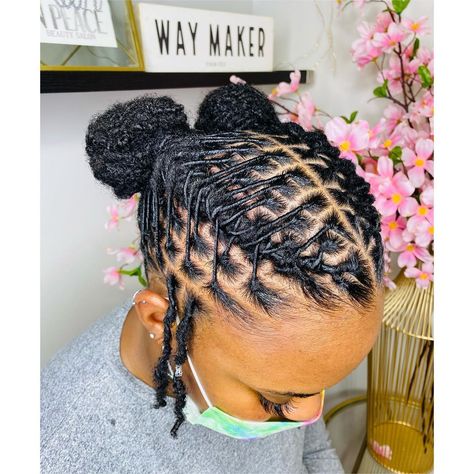 Atlanta Hair Care’s Instagram profile post: “Super Cute! 😻 Starter Loc Puff Ball Style 🌱 Shop @locsinpeaceproducts —————————————- #loclivin #locmovement #blackexcellence…” Braided Updo Natural Hair, Locs Updo, 4c Natural Hairstyles Short, Short Dreadlocks Styles, Dreads Styles For Women, Hair Braid Patterns, Short Locs Hairstyles, Faux Locs Hairstyles, Starter Locs