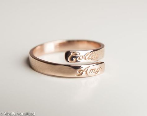 14k Gold Engraved Wedding Bands Women  Promise Ring | Etsy Engraved Wedding Bands, Wedding Bands Women, Rings Dainty, Rose Gold Engagement Ring Vintage, Wedding Band Engraving, Dainty Rings, Ring Rosegold, Name Ring, Zierlicher Ring