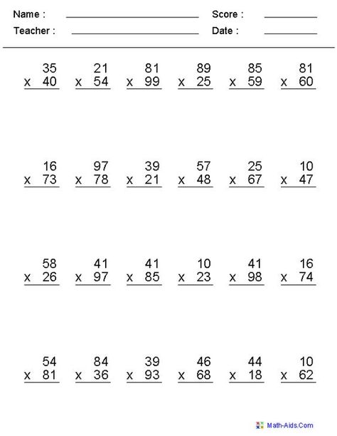 Long Multiplication Worksheets, 4th Grade Multiplication Worksheets, Long Multiplication, Math Reference Sheet, 4th Grade Multiplication, Grade 5 Math Worksheets, Printable Multiplication Worksheets, Math Multiplication Worksheets, Math Fact Worksheets