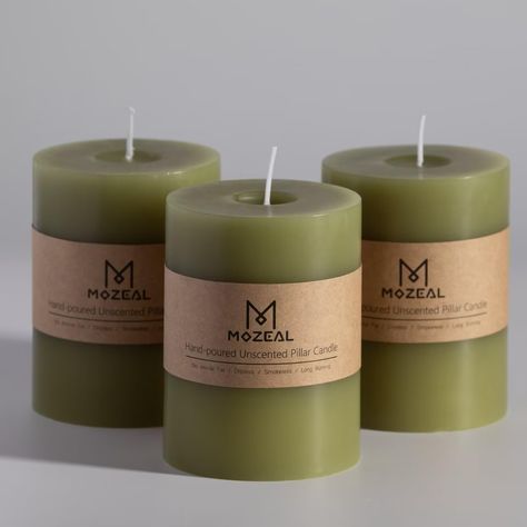 PRICES MAY VARY. Elevate your space with our premium Pillar Candles, available in a variety of colors and sizes including 3"x4", 3"x6", 3"x8", 4"x10", and 4"x12". These unscented, dripless, and smokeless candles offer long-lasting, clean-burning illumination, perfect for any setting. Whether you're decorating for a wedding, hosting a dinner, or enhancing your home décor, these candles provide a no-drip, elegant ambiance that suits any occasion. Enjoy the slow, even burn and create the perfect at Green Pillar Candles, Country Style Home Decor, Green Candle, Basket Ideas, Pillar Candle, 72 Hours, Candle Set, Style Home, Moss Green