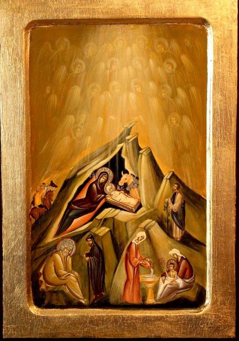 Nativity of Jesus by Nica Lucia of Romania Nativity Icon, Orthodox Christmas, Christian Imagery, Nativity Of Jesus, Church Icon, Orthodox Christian Icons, Religious Paintings, Orthodox Icon, Deep Art