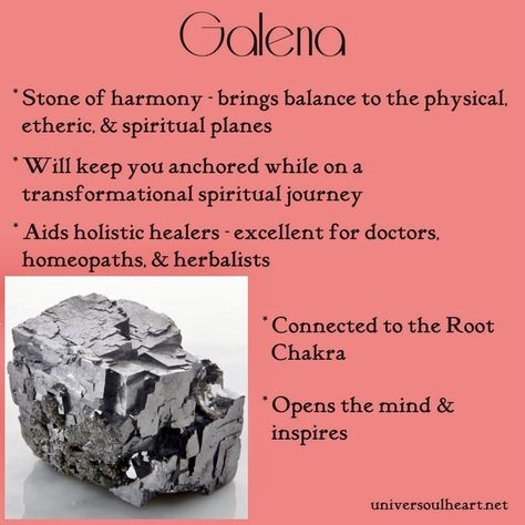 Galena Crystal Meaning, Plant Altar, Crystal Wishlist, Best Healing Crystals, Gem Water, Minerals Crystals Stones, Healing Rocks, Crystal Seashells, Crystal Healing Chart