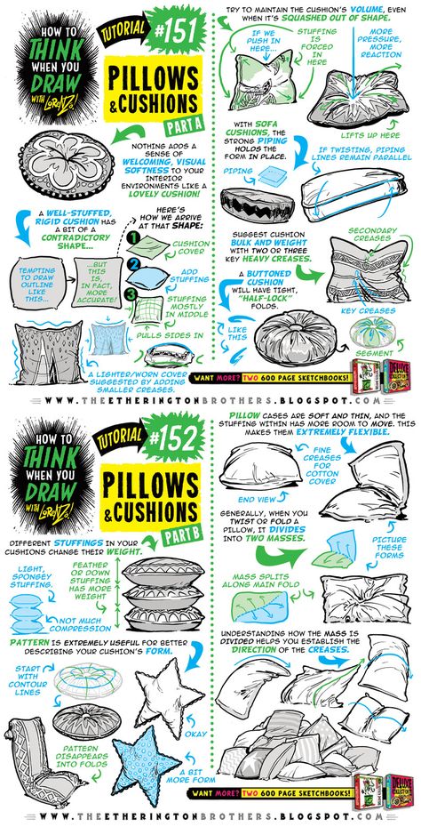 The Etherington Brothers Pillow Drawing, Cushion Tutorial, Comic Tutorial, How To Think, Bd Comics, Guided Drawing, Art Instructions, Drawing Lessons, Art Tutorials Drawing