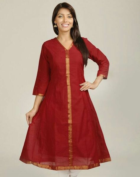 Work Kurti Design, Silk Kurti Designs, Salwar Neck Designs, New Kurti Designs, Long Gown Design, Long Kurta, Simple Kurta Designs, Designer Kurti Patterns, Simple Kurti Designs