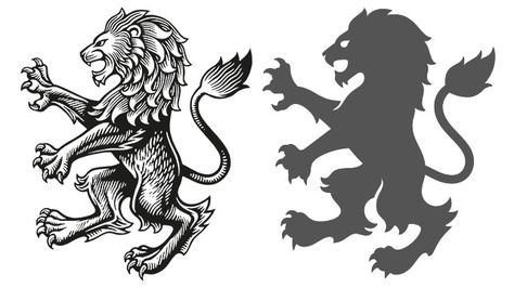 The heraldic lion has been created by engraver Christopher Wormed. New Aston Villa crest. Heraldic Lion, Crest Tattoo, Harry Tattoos, Wall Stencil Designs, Lion Crest, Eyes Artwork, Animal Symbolism, Lion Logo, Lion Design