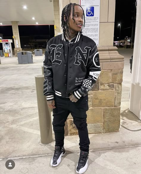 Styling Air Force 1 Outfit Men, Hood Fits Men, Men In Black Outfit, Drip Outfits Boys, Designer Outfits Men, Birthday Outfits Men, Winter Outfits Black Men, Hood Outfits Men, Studs Outfits