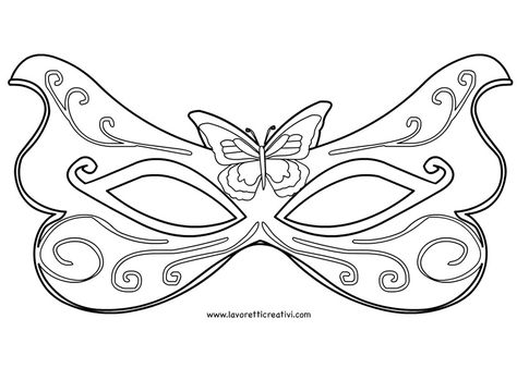 maschera-fata Mardi Gras Mask Template, Pompon Tulle, Masquerade Mask Template, Butterfly Masquerade Mask, Masquerade Mask Diy, Mask Template Printable, Mom Coloring Pages, Coloring Mask, Carnival Crafts