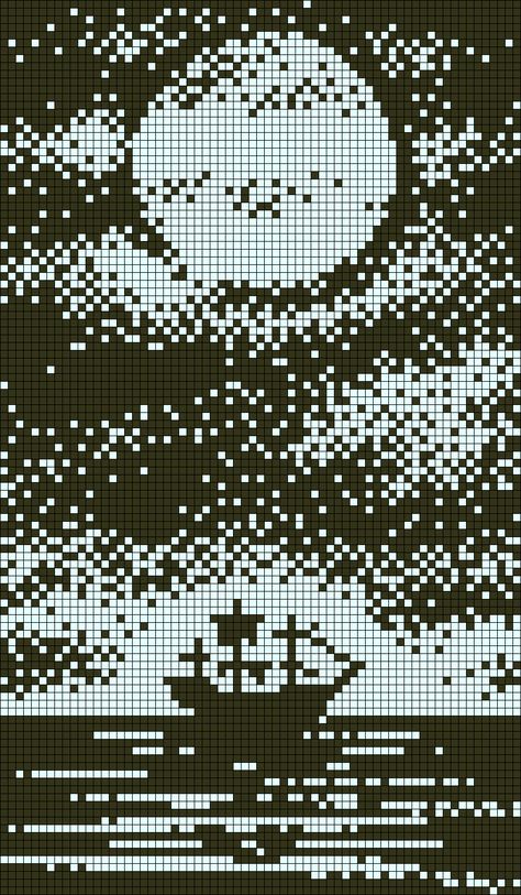 Alpha Patterns Tapestry, How To Crochet Tapestry, Crochet Tapestry Alpha Pattern, Studio Ghibli Alpha Pattern, Simple Alpha Patterns, Alpha Grid, Crochet Pixel Art, Black And White Pixel Art, Water Crochet