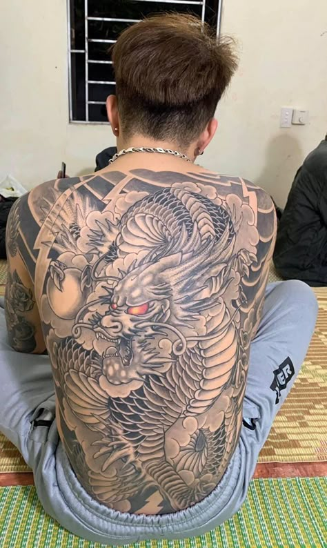 Samurai Back Tattoo Men, Japanese Dragon Tattoos For Men Back, Back Tattoo Men Japanese, Japanese Back Tattoos For Guys, Dragon Back Tattoos Men, Japanese Tattoo Back, Back Tattoo Japanese, Dragon Tattoo Full Back, Japanese Dragon Art