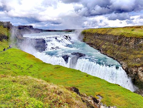 Gullfoss Waterfall Icelandic Nature, Gullfoss Waterfall, Air Terjun, Iceland, Nature