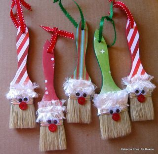 Paint Brush Christmas Ornaments, Paintbrush Crafts, Paintbrush Santa, Fun Christmas Crafts, Easy Christmas Crafts, Christmas Ornaments Homemade, Christmas Ornament Crafts, Brooms, Ornament Crafts