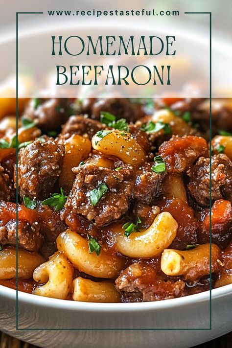 A comforting and delicious homemade beefaroni made with ground beef, elbow macaroni, and a rich tomato sauce, topped with melted mozzarella cheese. Perfect for a family dinner! Beef Macaroni Casserole, Beef And Tomato Macaroni Soup, Homemade Beefaroni Recipe, Homemade Beefaroni, Elbow Macaroni Recipes, Beefaroni Recipe, Beef Macaroni, Macaroni Casserole, Macaroni Soup