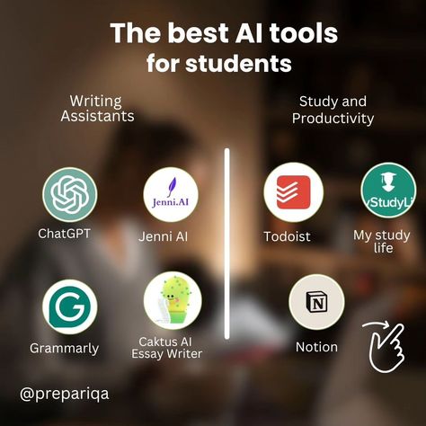 Boost your academic success with These Top AI Tools! 🚀📚 1. Productivity Boosters: Stay organized and manage your time effectively with apps that help you plan your study schedule and set reminders. 2. Research Wizards: Simplify your research process with tools that provide quick access to scholarly articles and reliable sources. 3. Quiz & Revision Helpers: Ace your exams with interactive quizzes and revision tools that make studying fun and efficient. 4. Writing Assistants: Enhance your w... Make Studying Fun, Schedule App, Reliable Sources, Research Process, Study Apps, Job Advice, Manage Your Time, Study Schedule, Studying Life