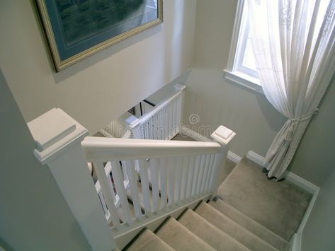 Foyer Window, Carpeted Staircase, Staircase Window, Carpet Staircase, Stairs Window, Staircase Landing, House Image, Wood Railing, Bedroom Decor For Teen Girls