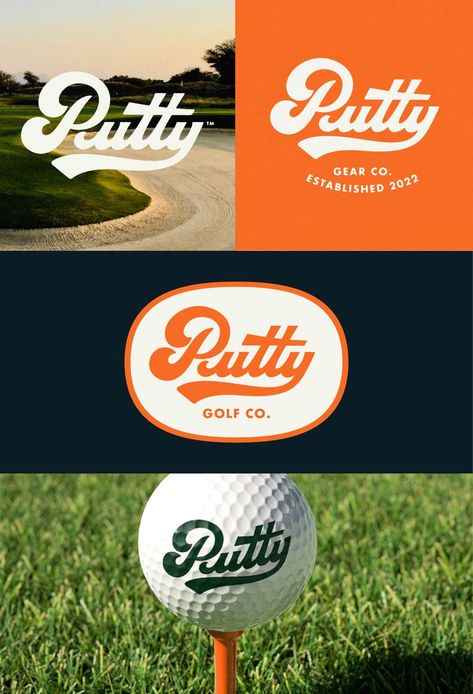 Putty golf brand identity designs and mockups Golf Business Card, Golf Branding Design, Golf Brand Logo, Golf Typography, Golf Design Graphic, Golf Logo Inspiration, Golf Graphic Design, Golf Branding, Golf Logos