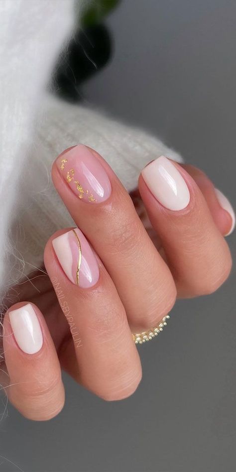 Follow me for more #nails #nailart #soft #naildesign #nailsoftheday #awesome #aesthetic Very Simple Short Nails, Simple Nail Design Ideas, Pink Gold Nails Design, Cool Nail Inspo Simple, Nails Art Summer 2024, Cute Simple Nails Short, Simplistic Nail Designs, Soft Nail Designs, Spring Summer Nails 2024