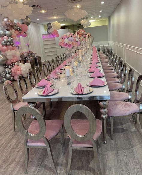 21st Birthday Dinner, Sweet 16 Party Planning, Pink Birthday Party Decorations, Sweet 16 Party Themes, 22nd Bday, Sweet 16 Party Decorations, Pink Sweet 16, Sweet Sixteen Birthday Party Ideas, Birthday Venues